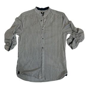 H&M Black and White Striped Women’s Cotton Tops Long- Folded Sleeve Size M